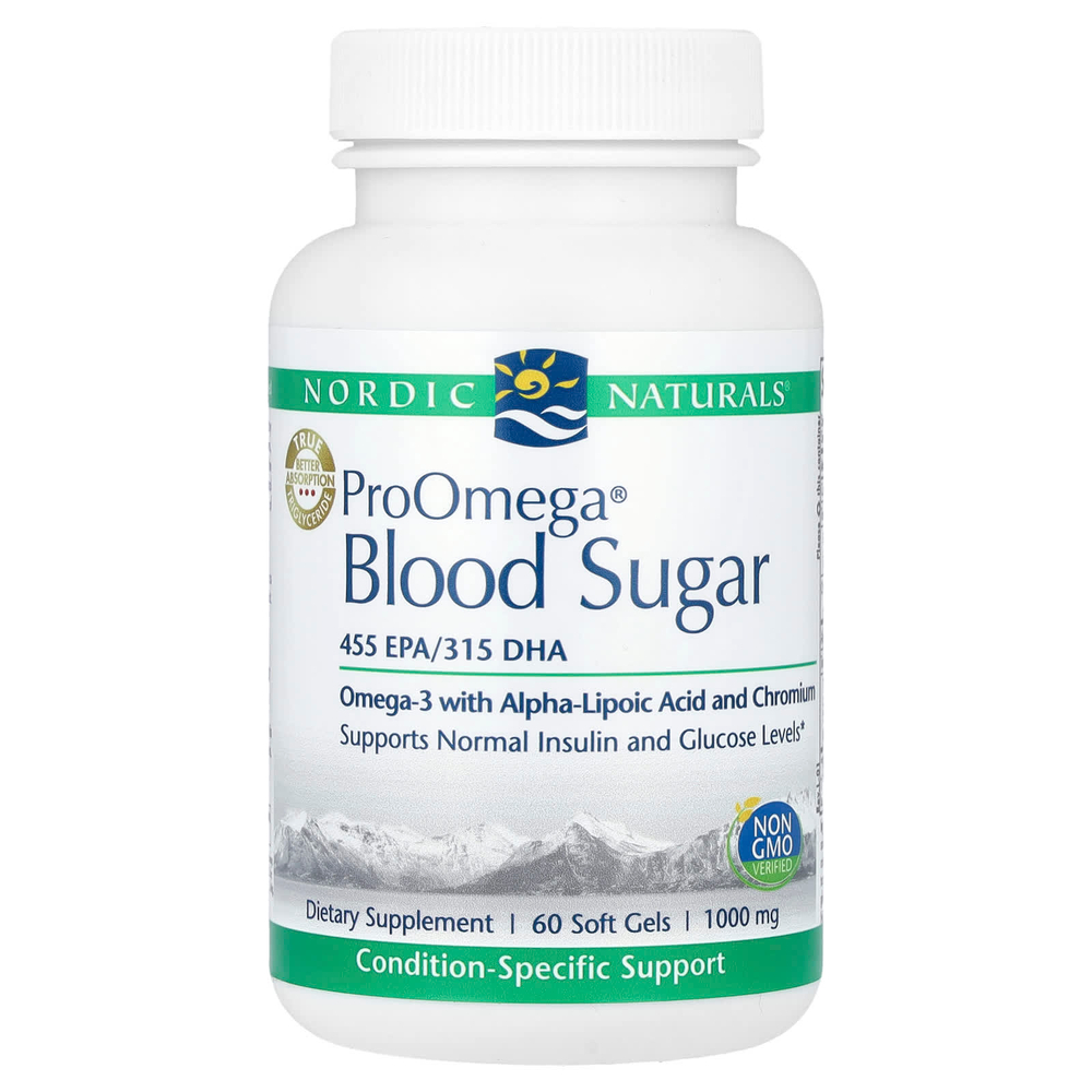 Nordic Naturals, сахар в крови ProOmega®, 60 капсул