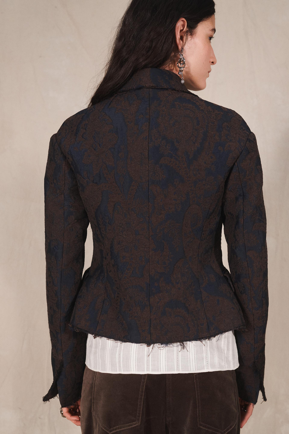 ZARA ПРИТАЛЕННЫЙ БЛЕЙЗЕР - LIMITED EDITION, КОРИЧНЕВО-СИНИЙ
