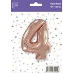Шар (40''/102 см) Цифра, 4, Розовое Золото, 1 шт. в упак.