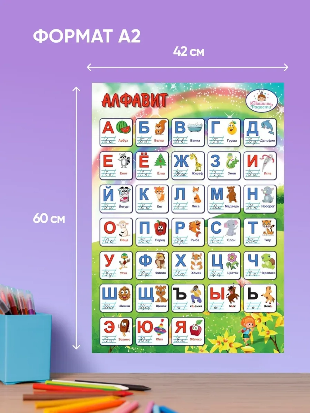 Русский алфавит плакат А2, азбука на стену