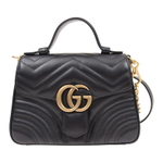 GUCCI GG Marmont Leather Handbag Mini Women"s Black