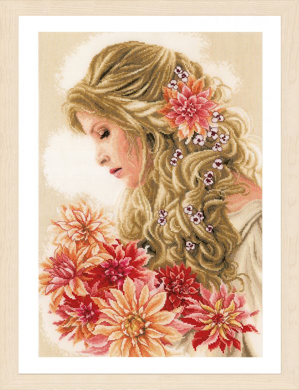 Набор для вышивания нитками Lanarte, Lady Dahlia, 30х45 см