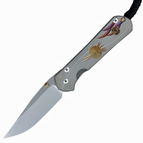 Цена наНож складной Chris Reeve Large Sebenza 21 Unique Graphics Citrine Cabochon, сталь CPM-S35VN, рукоять титан