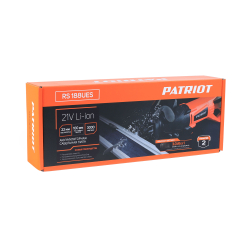 Пила сабельная аккумуляторная PATRIOT RS 188 UES 21 В, Li-ion, 3 Ач, 3000 ход/мин, 22 мм ход, 100 мм в дереве, 1 АКБ ЗУ в комплекте