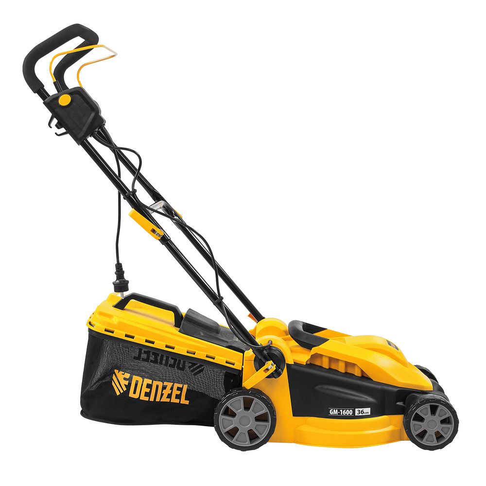 Газонокосилка электрическая Denzel GM-1600, 1600 Вт, ширина 36 см, 3 уровя, травосборник 35 л.