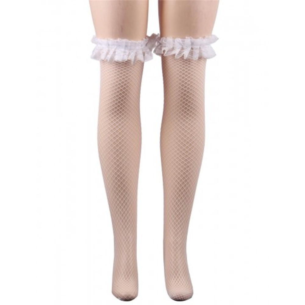 Чулки белые Fishnet, XS-L