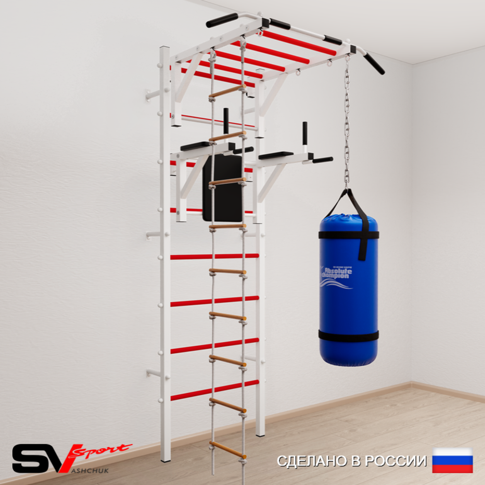 Шведская стенка Sv Sport усиленная 6421 (Турник рукоход/Брусья/Лестница/Цепь/Мешок 15кг)