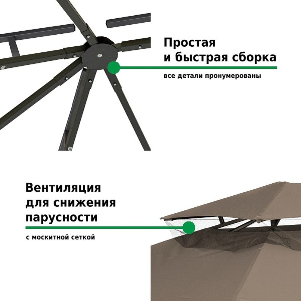 Шатер-беседка садовая Green Glade 3x6 м