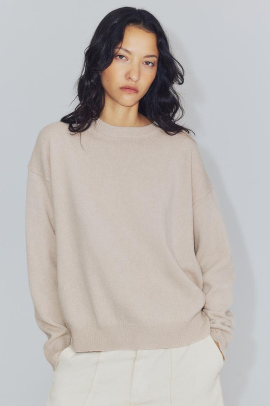 ZARA БАЗОВЫЙ ДЖЕМПЕР ИЗ ШЕРСТИ И КАШЕМИРА, ЦВЕТ ЛЬДА