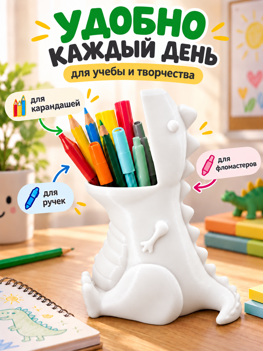 FOR YOU Органайзер для карандашей динозавр