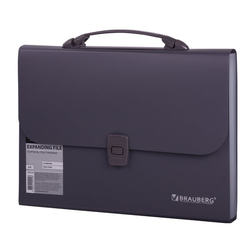 BRAUBERG Папка-портфель пласт. BRAUBERG А4 (327х254х30мм), 13 отделений, серый, 221438
