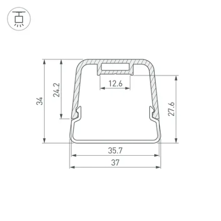 Профиль с экраном LINE-D-3734-2000 TETRA BLACK+OPAL (Arlight, Алюминий)