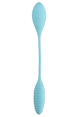 Вакуумно-волновой стимулятор и яйцо-пульсатор JOS Roow, силикон, голубой, 36 см