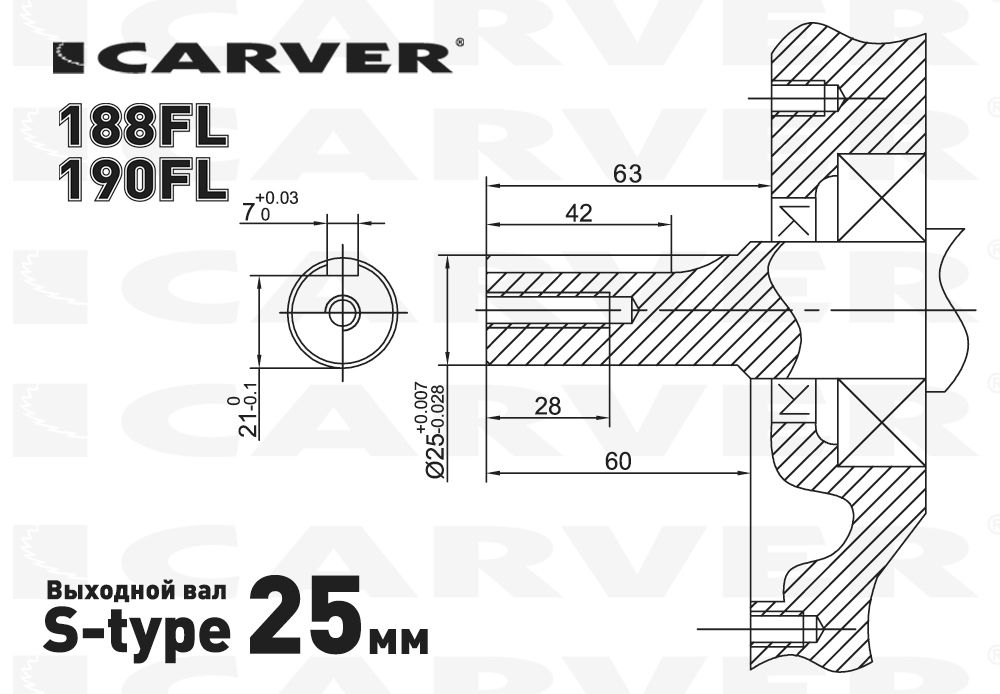 Двигатель бензиновый Carver 190FL