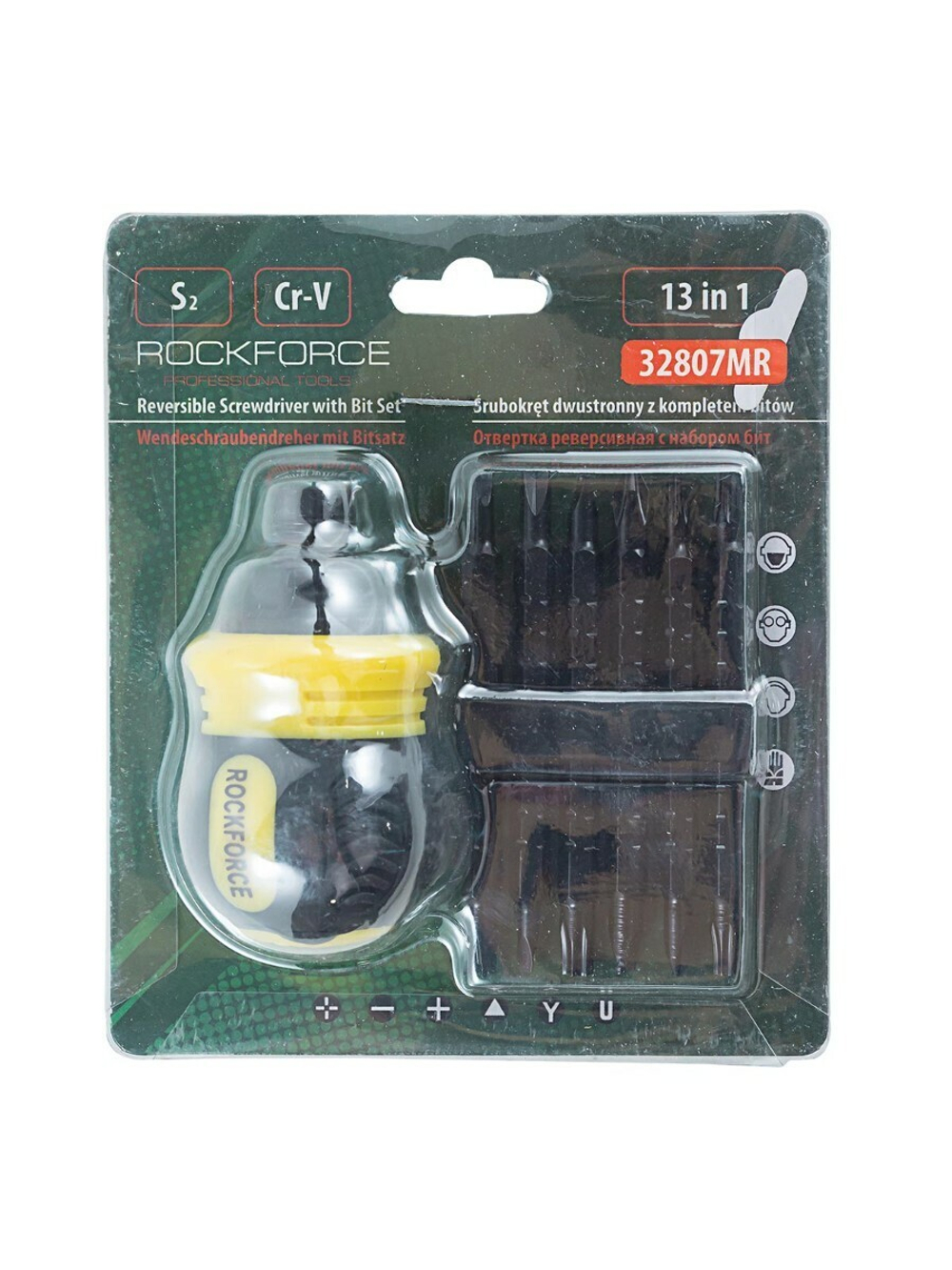 Отвертка реверсивная с набором бит специальных,в блистере RockForce##Rock FORCE RF-32807MR
