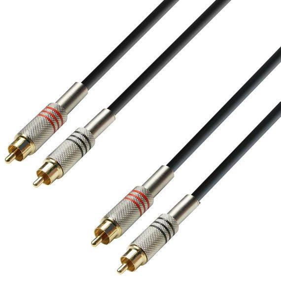 Adam Hall K3TCC0100 - кабель аудио 2 x RCA (M) - 2 x RCA (M), 1 x 0.22 мм2, 1.0 м, черный