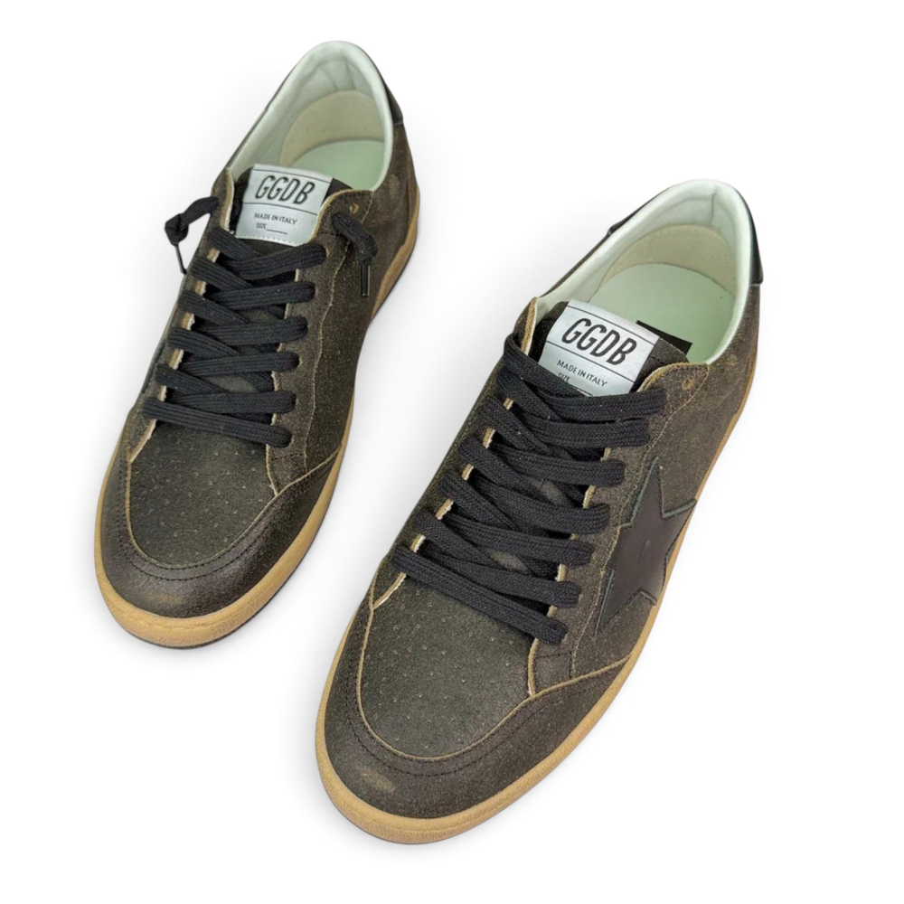 Men's Golden Goose Ball Star in Dark Brown with Black Star