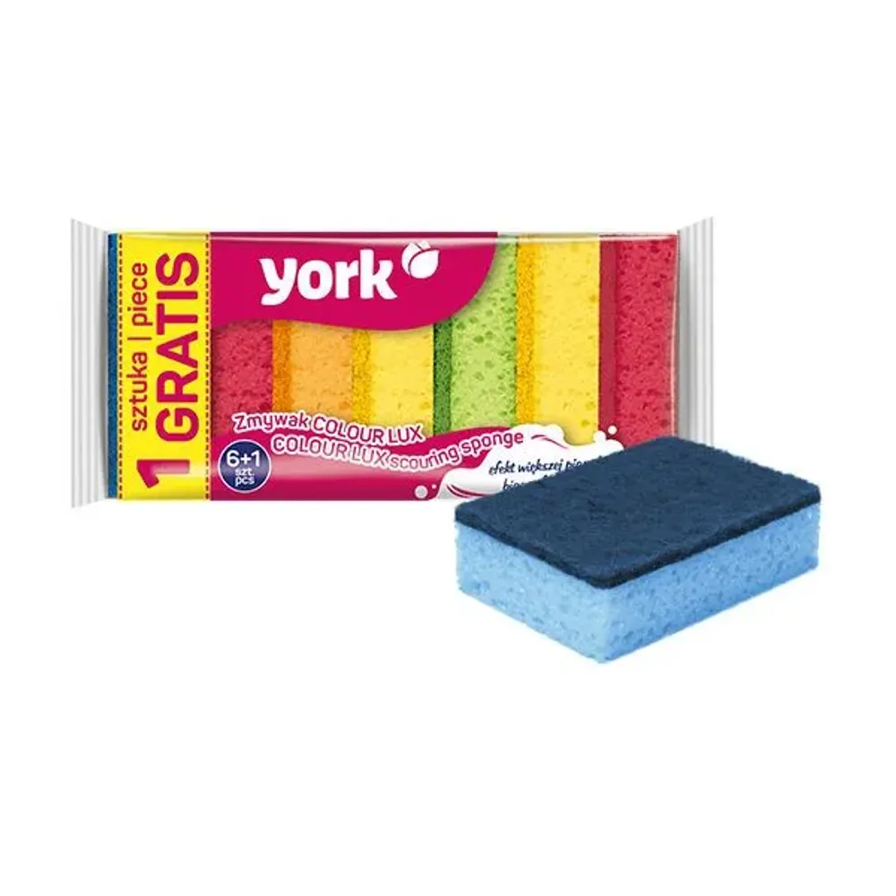 Губки для посуды Колор Люкс YORK 6+1шт.