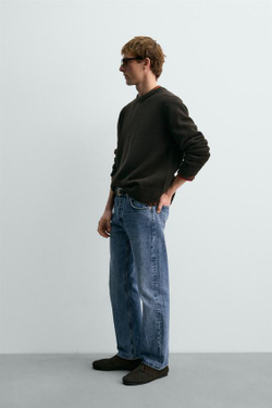 ZARA X AARON LEVINE ДЖИНСЫ ПРЯМОГО КРОЯ BOOTCUT, ВЫЦВЕТШИЙ СИНИЙ