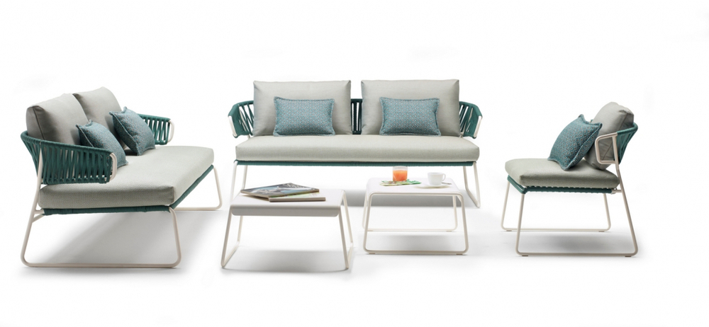 Диван плетеный с подушками Scab Design Lisa Sofa Filo, лен, ментоловый, лед