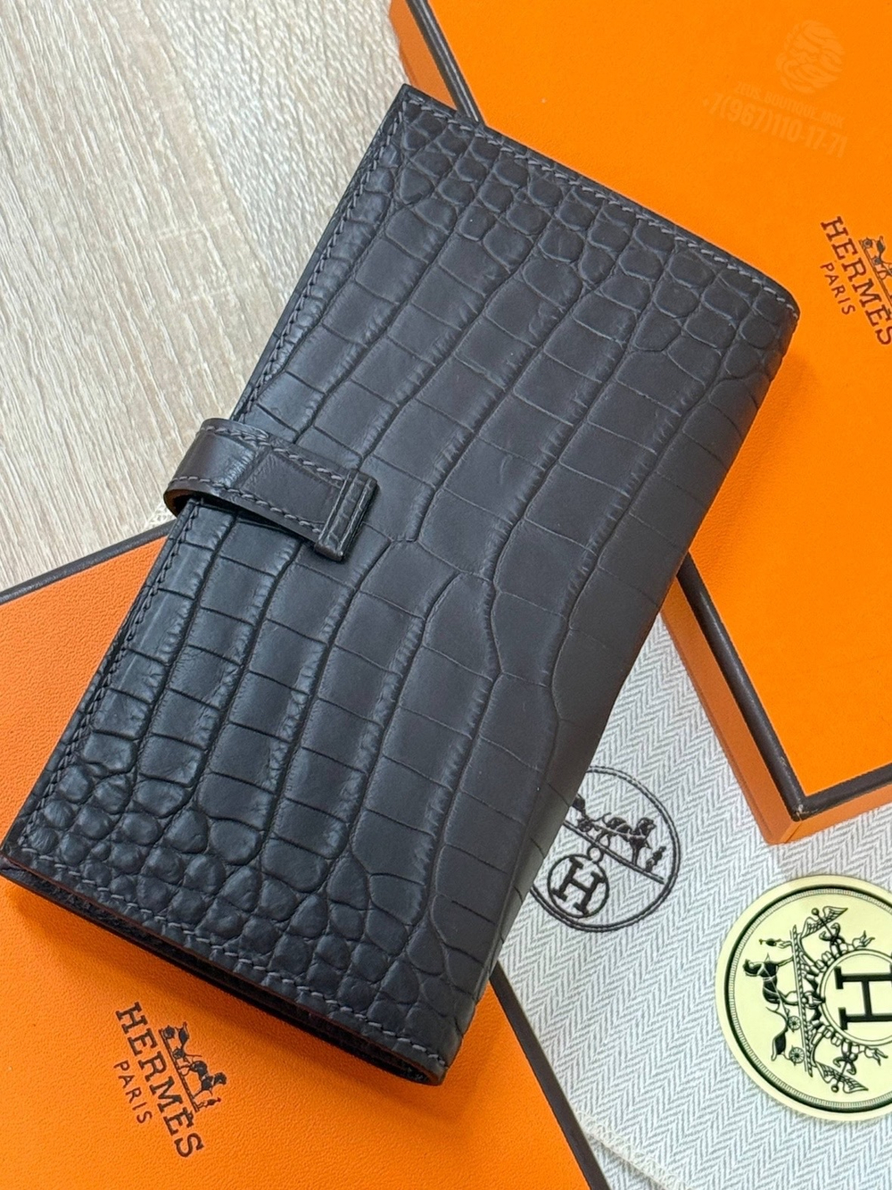 Портмоне Hermes из кожи крокодила