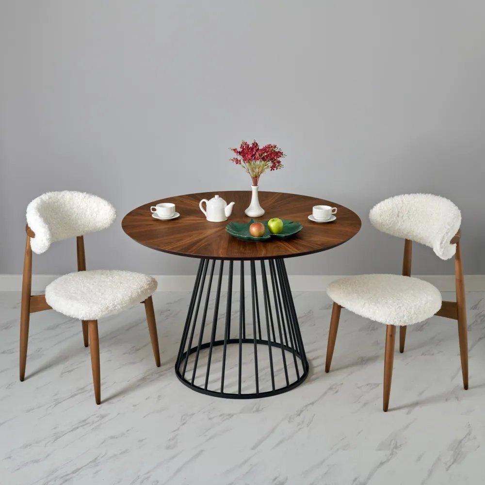 Стул Bradex Home Lucas белый искусственный мех с ножками цвета орех