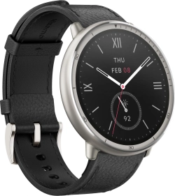 Смарт-часы Amazfit Active 2R A2437 Premium 43.9мм 1.32" AMOLED корп.серебристый рем.черный разм.брасл.:150-210мм (6970100377569)