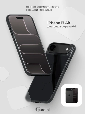 Чехол противоударный для iPhone 17 Air 6.6" Gurdini Clarity Case TPU Black