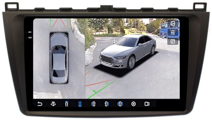 Магнитола для Mazda 6 GH 2007-2012 - FarCar BX012M-360 монитор 9.5" 2K QLED на Android 13, Быстрая, CarPlay, 4G SIM-слот, 4 камеры в комплекте