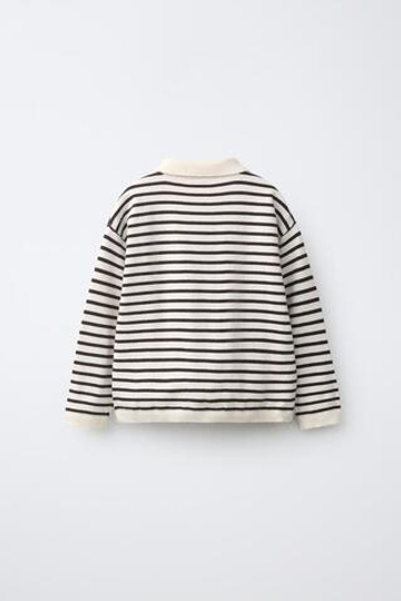 ZARA ОДНОТОННОЕ ТРИКОТАЖНОЕ ПОЛО, ЭКРЮ/КОРИЧНЕВЫЙ
