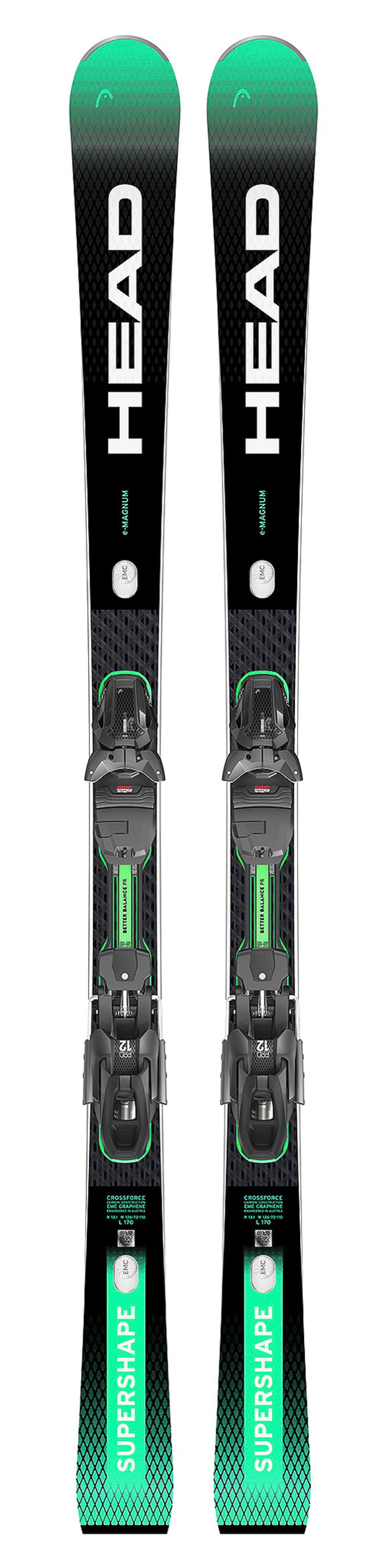 HEAD экспертные универсалы 313304 Supershape e-Magnum SW BB-PR black-neon green + крепления 100941 PRD 12 GW 163 см