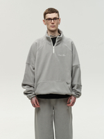 Drawstring Half-Zipped Sweatshirt Grey