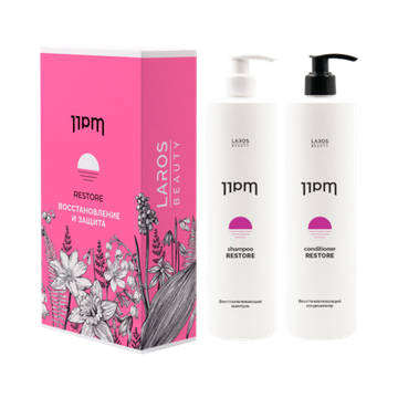 LAROS BEAUTY Набор для восстановления волос (шампунь + кондиционер по 300 ml) 11PM Restore