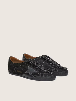 True Star in black suede with crystals and black leather star