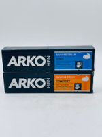 Крем для бритья мужской ARKO MEN, набор 2 шт.: Cool охлаждающий с витамином Е (61 мл) и Comfort с алоэ (61 мл)