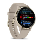 Часы Garmin Venu 3s цвета "французский серый" с золотистым безелем, 010-02785-02