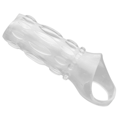 Насадка на пенис с кольцом для мошонки Clear Sensations Enhancer Sex Sleeve - 11,5 см. (Цвет: прозрачный)