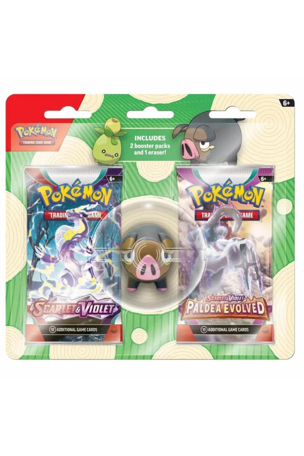 Набор 2 бустера Pokemon TCG + ластик Lechonk
