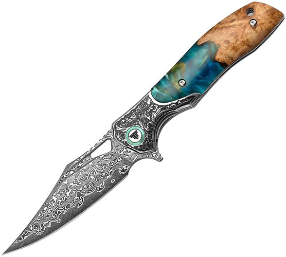 Цена наСкладной нож Trivisa Apus-07L, сталь Damascus, рукоять сталь/дерево