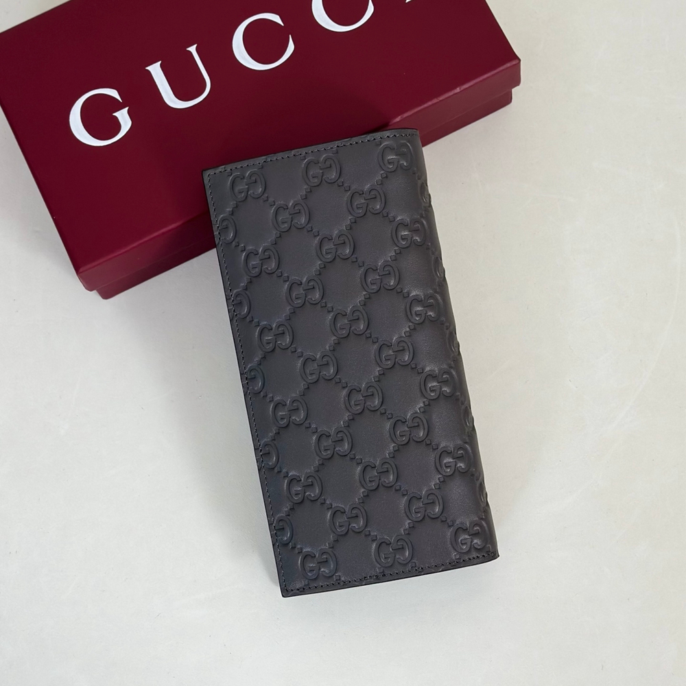 Длинное портмоне Gucci GG Emblem — тёмно-серое — фото 2