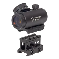 Коллиматор Target Optic 1x20, Weaver, красная марка, точка 2 MOA, проставка - прицел и высокий кронштейн