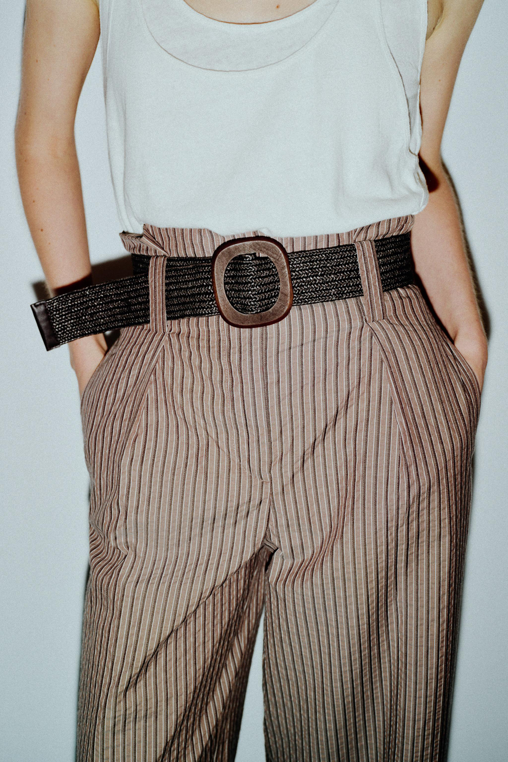 БРЮКИ В ПОЛОСКУ С РЕМНЕМ — ZARA