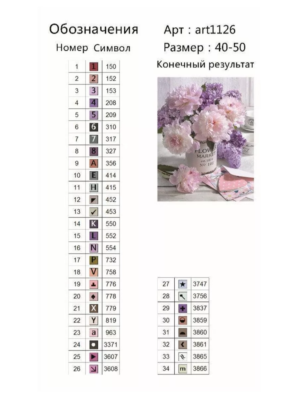 Алмазная мозаика на подрамнике 40х50, Сирень и пионы