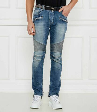 Джинсы BIKER Balmain - голубой(EH1MG115 DF44)