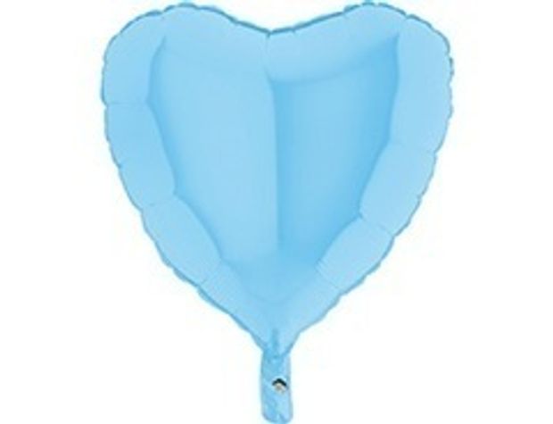 G Шар сердце 18"/46 см, Пастель Matte Blue (матовый голубой) (БГ-15)