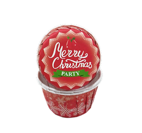 Капсула для капкейка усиленная  Christmas красная со снежинками 20 шт