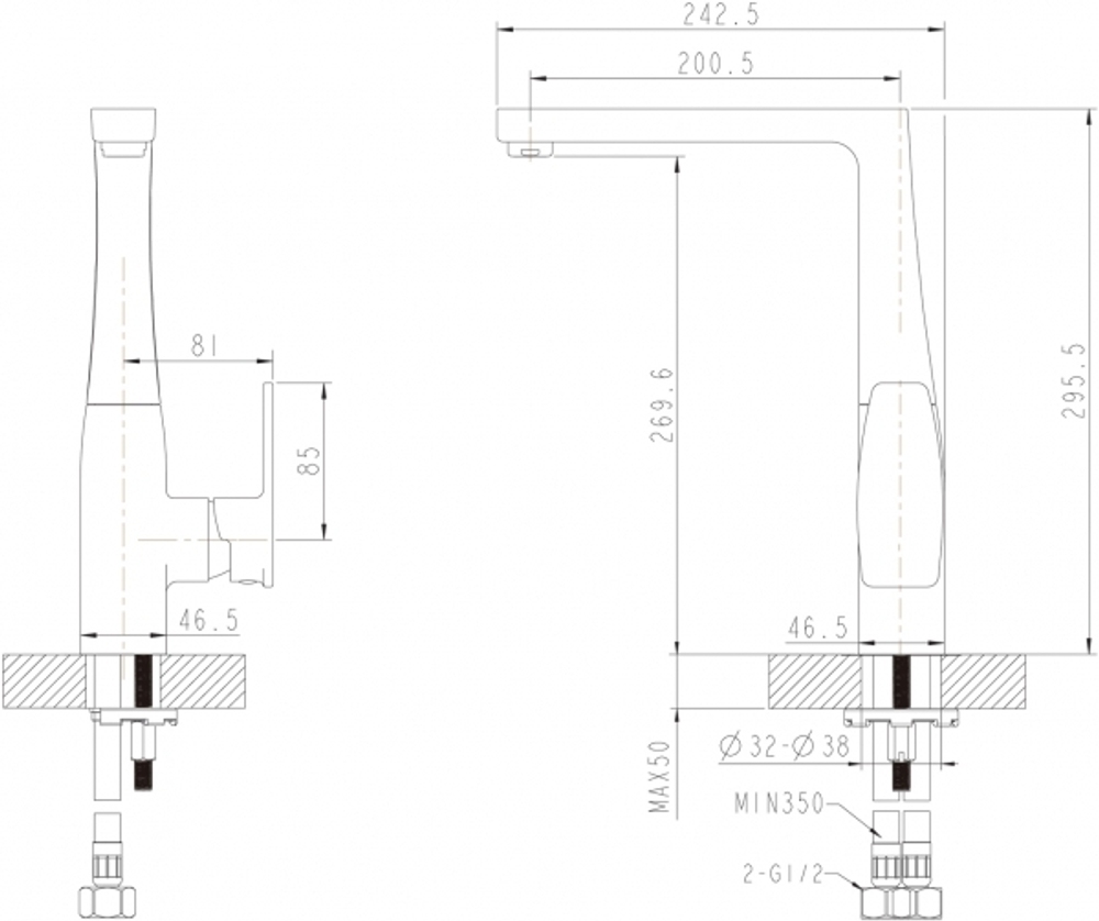 Смеситель для кухни Bravat Riffle F772106C схема