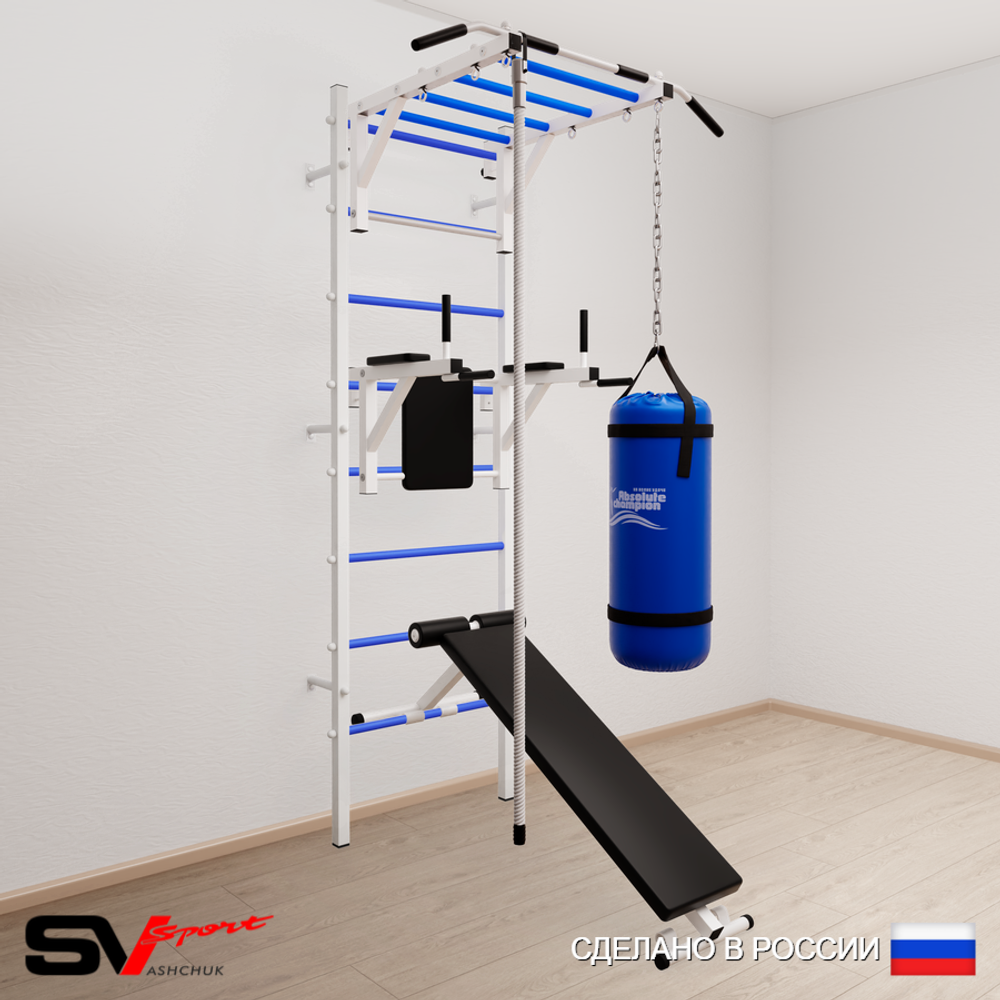 Шведская стенка Sv Sport усиленная 6503 (Турник рукоход/Брусья/Скамья/Канат/Цепь/Мешок 30кг)