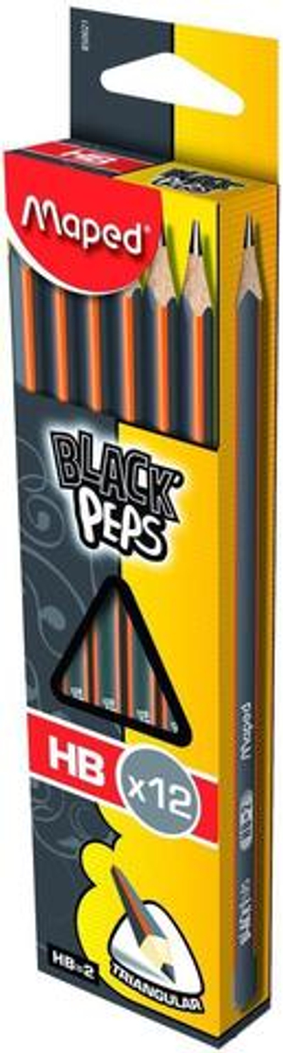 Карандаш ч/г BLACK PEP'S из липы НВ, с ластиком (Мапед)