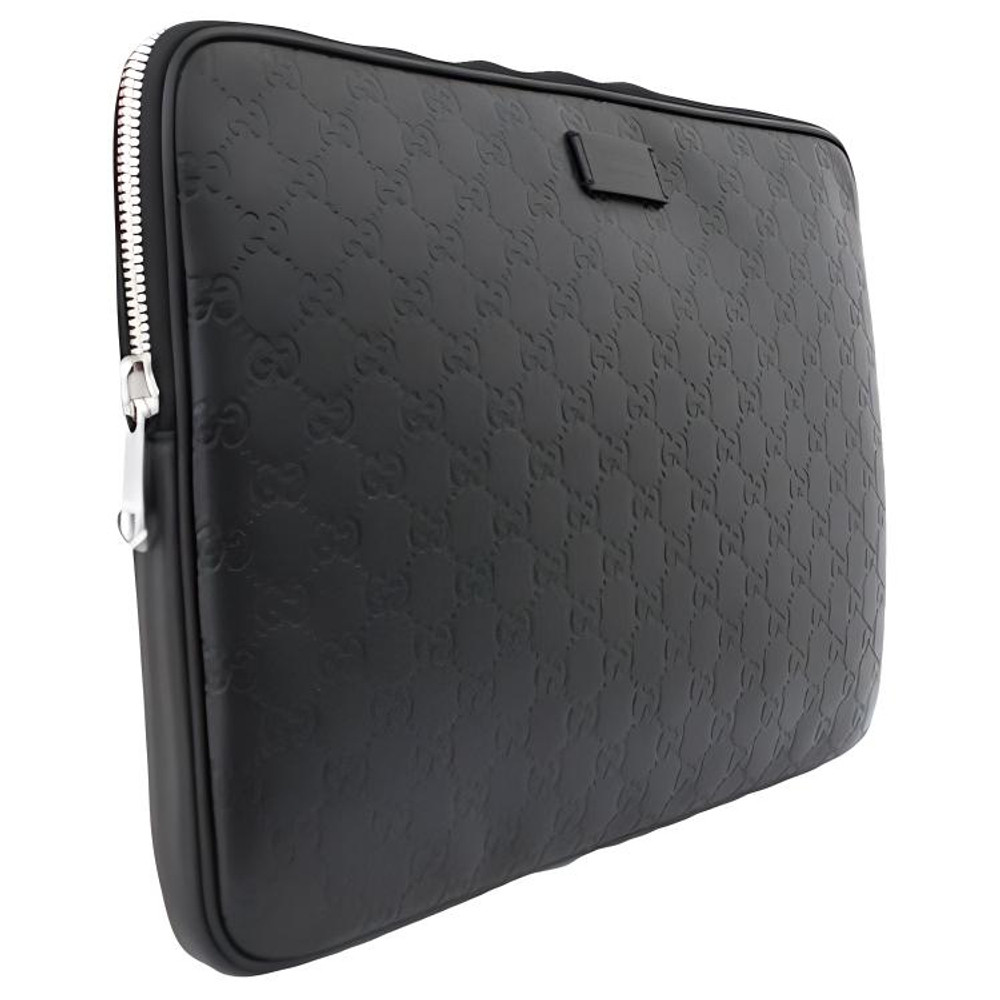 GUCCI Leather Laptop Briefcase Men"s Black